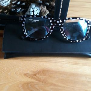 Saint Laurent black with silver glitter heart fram